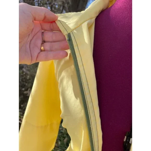 Vintage 1970s Yellow Zip Front Casual dress Front Pocket size L - Picture 10 of 15